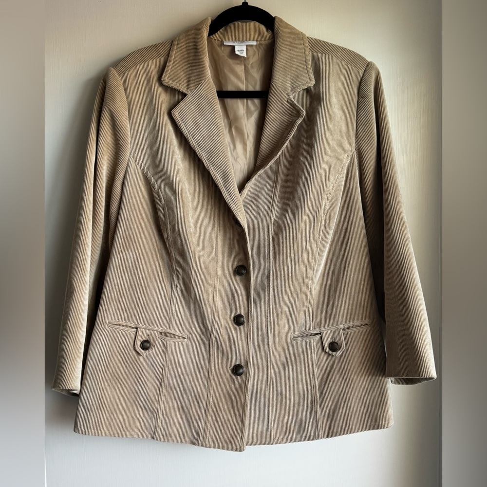 Beige Corduroy Oversized Blazer Jacket - Dressbarn Woman 14/16